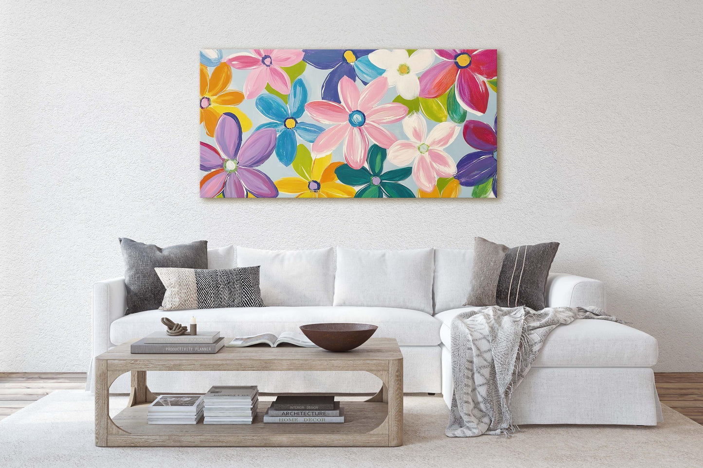 Painted Flowers, Wildflower Print, Scenic Painting Decor