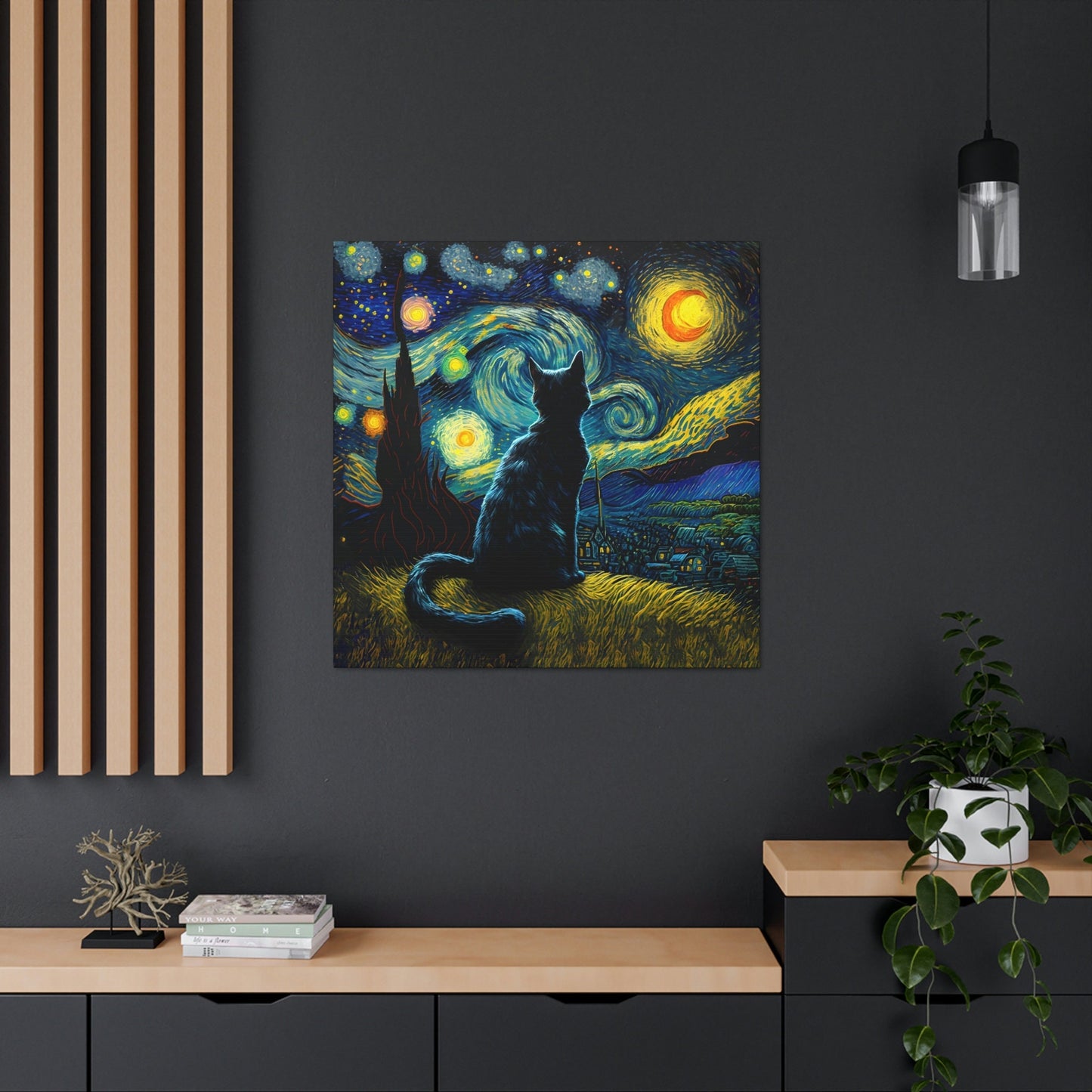Cat Starry Night Canvas