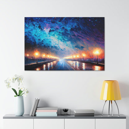 City Starry Night Canvas Art Ready To Hang