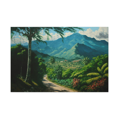 Blue Mountains Jamaica Canvas Art Ready To Hang Large Print, Oil Painting, Landscape