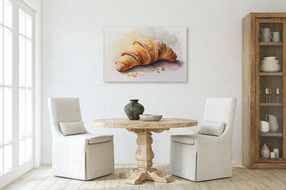 Croissant, French Pastry, Ready To Hang, Large Print, Watercolor Painting, Dining Room, Kitchen Art, Restaurant Art, Bakery