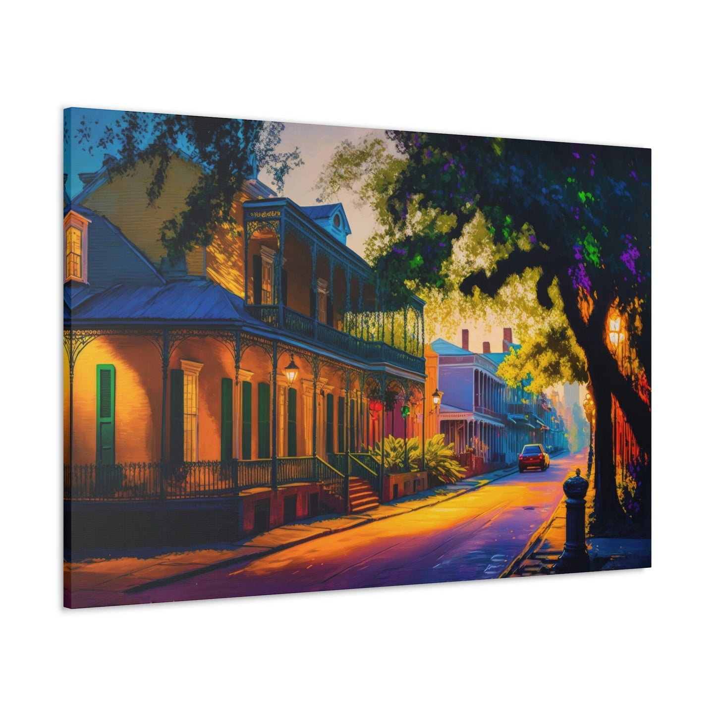 New Orleans Canvas Art Ready To Hang Large Print, Painting, Bright colors, Surreal, Sunset, Sunrise