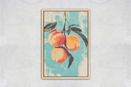 Peaches Vintage Art, Food Decor, Fruit Art, Dining Room Decor
