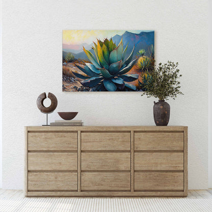 Agave Desert Canvas Art Ready To Hang Large Print, Oil Painting, Landscape