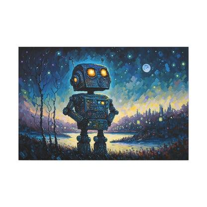 Robot Starry Night Canvas Art