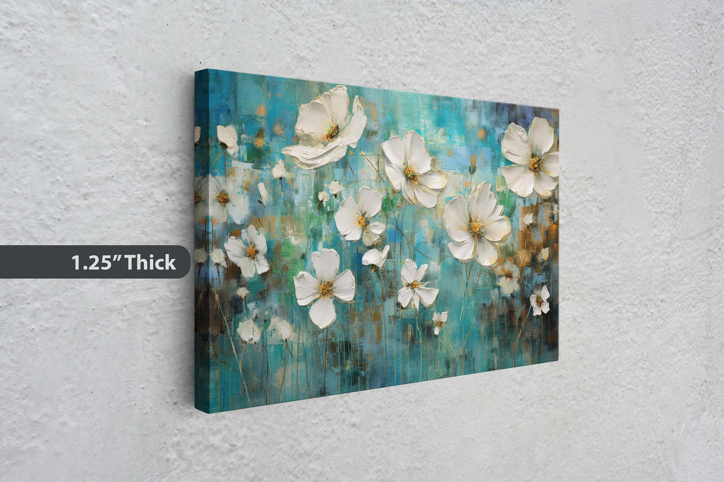 White Poppies on Canvas, Wildflower Print, Subtle Decor, Flower Art, Painting Print, Abstract Flowers, Impressionist Art, Large Print