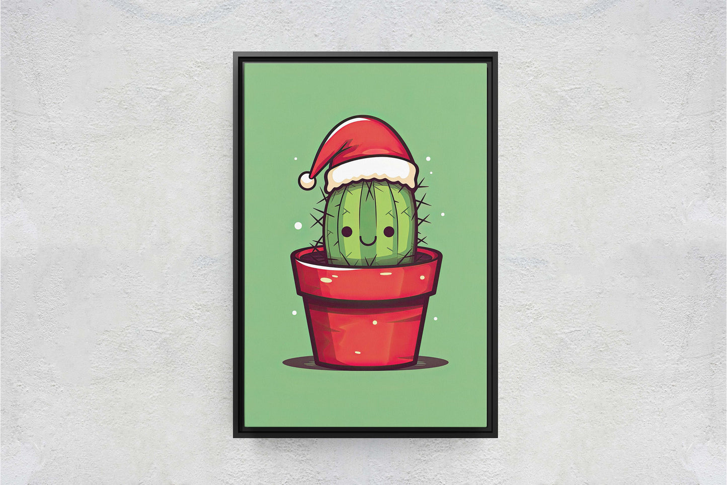 Christmas Cactus, Cute Cactus, Cute Christmas Decor, Illustration, Southwester, Chibi Style, Cartoon Cactus