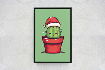Christmas Cactus, Cute Cactus, Cute Christmas Decor, Illustration, Southwester, Chibi Style, Cartoon Cactus