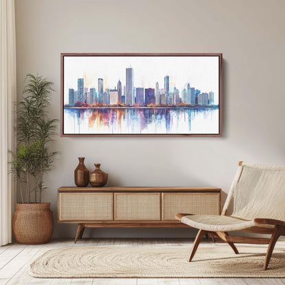 City Skyline Print, Urban City, Waterfront Buildings
