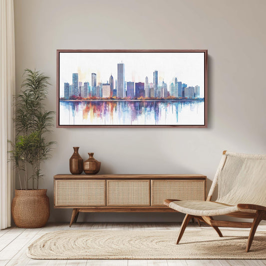 City Skyline Print, Urban City, Waterfront Buildings