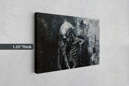Mourning Death, Skeleton Print, Creepy Decor, Halloween Art, Victorian Art