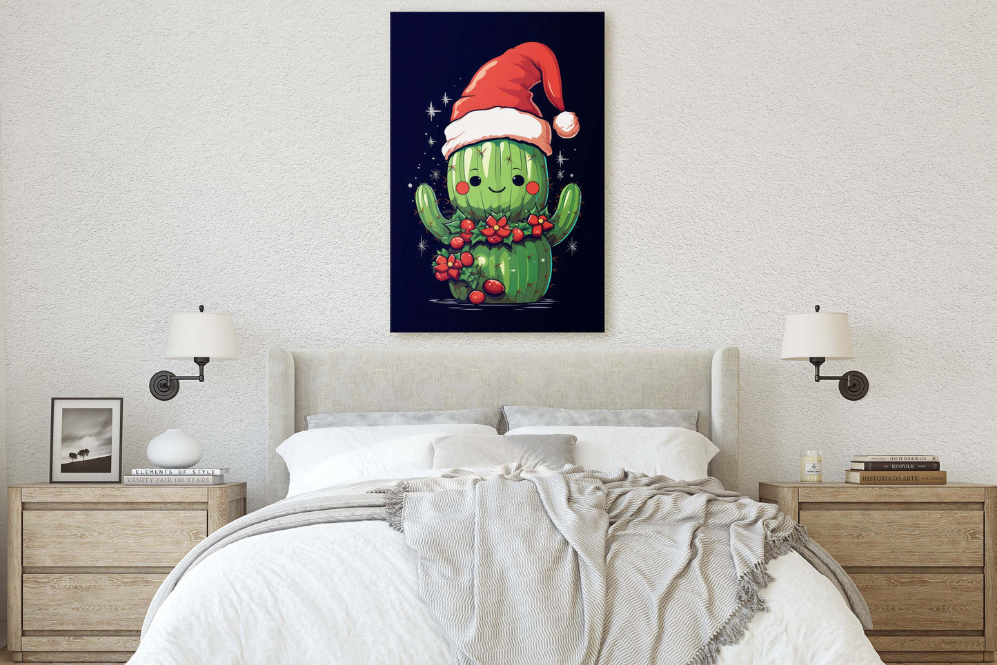 Christmas Cactus, Cute Cactus, Cute Christmas Decor, Illustration, Southwester, Chibi Style, Cartoon Cactus