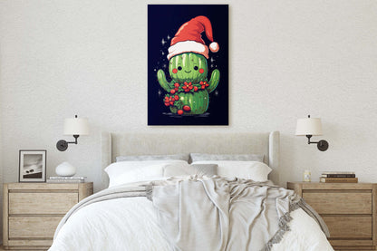 Christmas Cactus, Cute Cactus, Cute Christmas Decor, Illustration, Southwester, Chibi Style, Cartoon Cactus