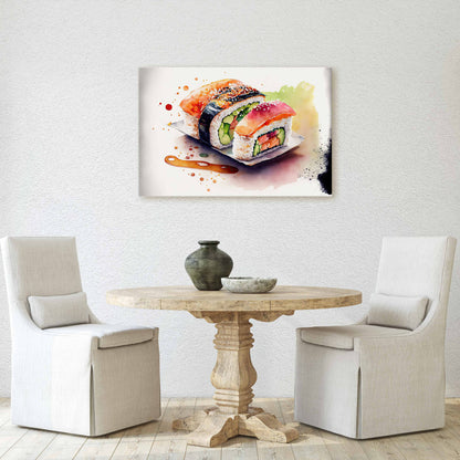 Watercolor Sushi Canvas Art Ready To Hang Large Print