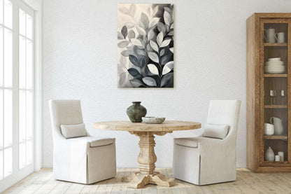 Black White Leaves, Leaf Painting, Contemporary Art