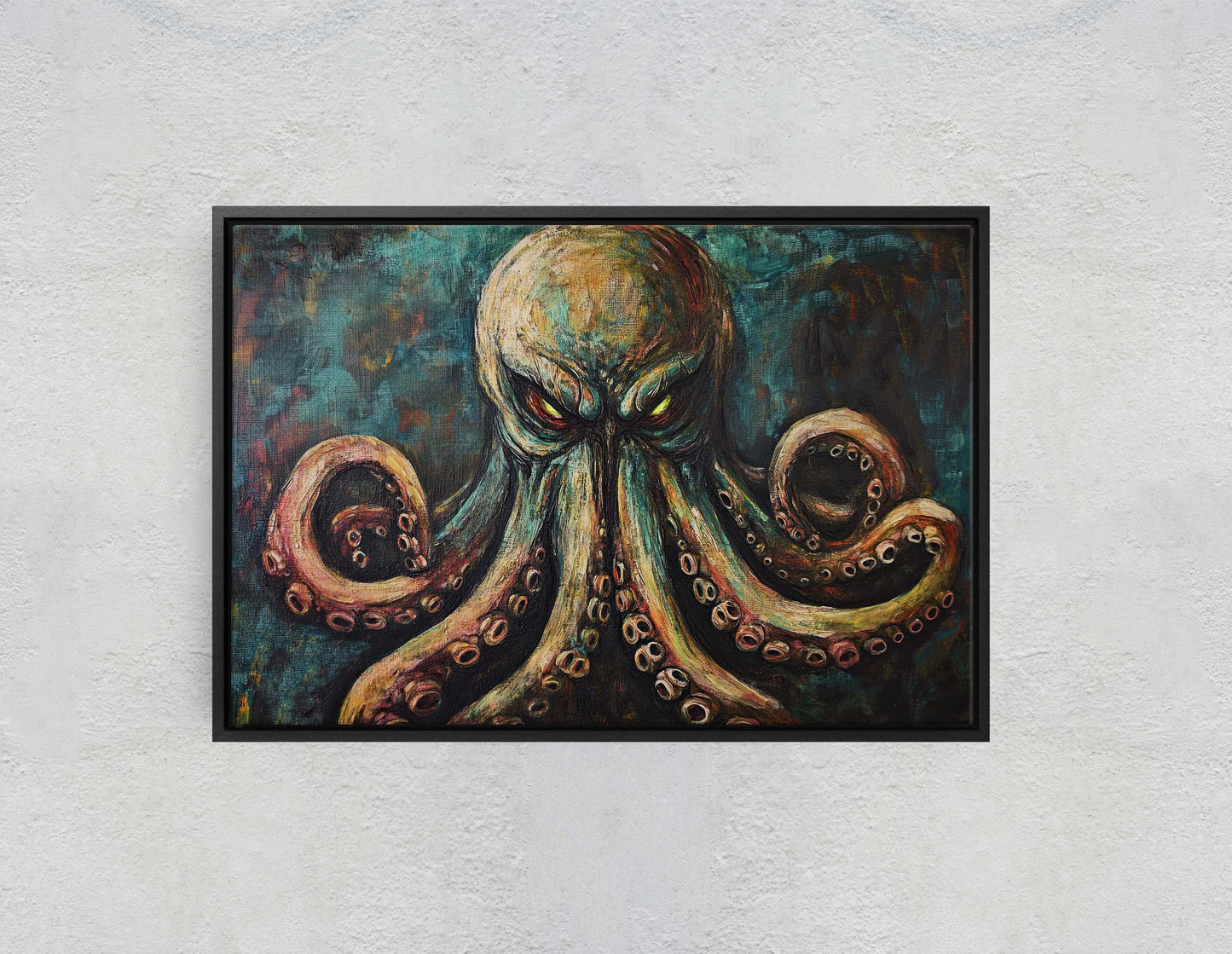 Cthulhu Painting, Evil Octopus, Scary Animal, Gothic Decor, Fantasy Creature