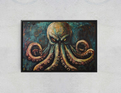 Cthulhu Painting, Evil Octopus, Scary Animal, Gothic Decor, Fantasy Creature