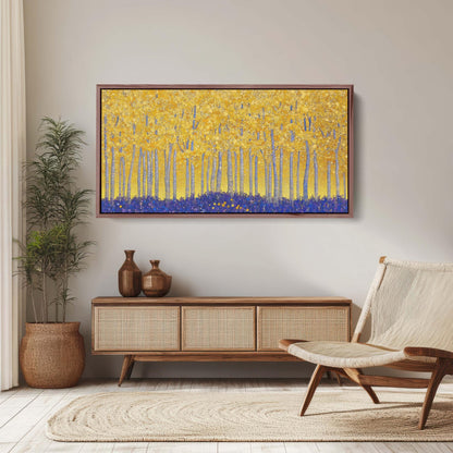 Fall Aspen on Canvas, Autumn Forest, Abstract Art, Contemporary Print
