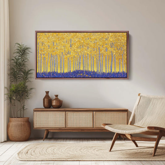 Fall Aspen on Canvas, Autumn Forest, Abstract Art, Contemporary Print