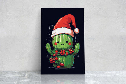 Christmas Cactus, Cute Cactus, Cute Christmas Decor, Illustration, Southwester, Chibi Style, Cartoon Cactus