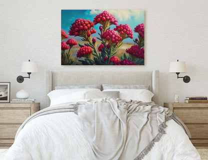 Cockscomb ,Red Wildflowers, Pink Flowers, Celosia Flowers, Ready To Hang, Large Print, Landscape Painting