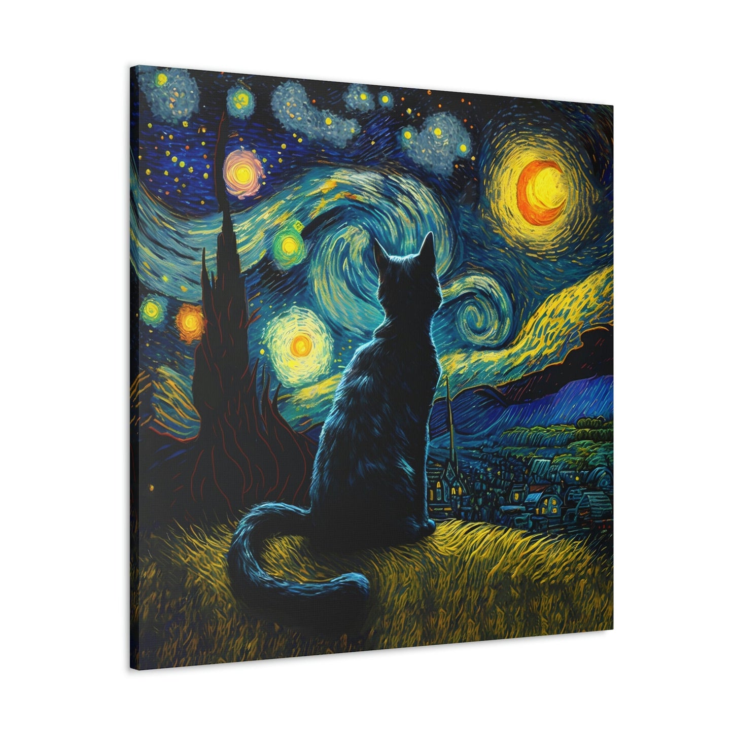 Cat Starry Night Canvas