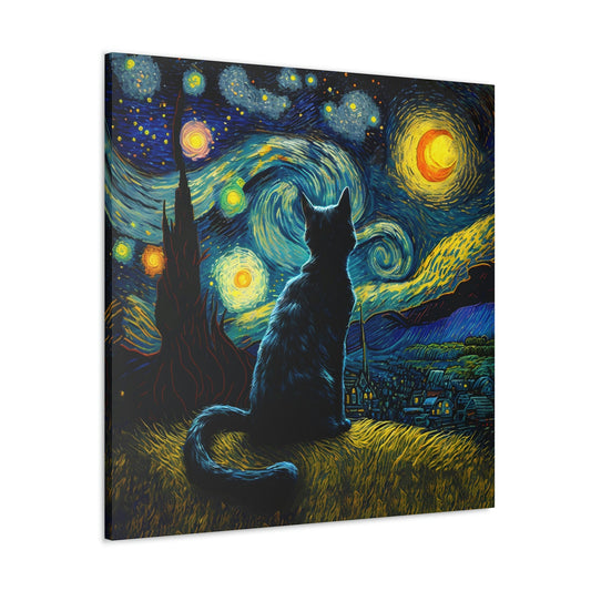 Cat Starry Night Canvas