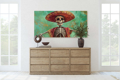Day of Dead Skeleton, Emerald Green, dia de los muertos, Sombrero