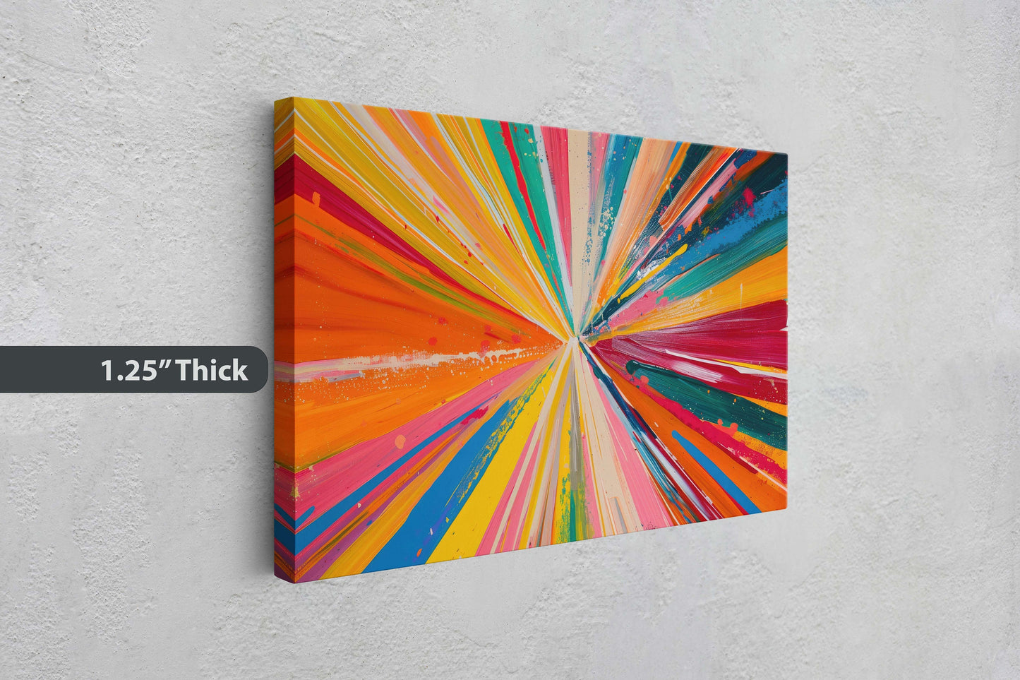 Abstract Color, Color Theory, Starburst, Sunburst, Modern Art, Contemporary, Framed Canvas, Statement Piece, Large Art Print, Rainbow Vivid