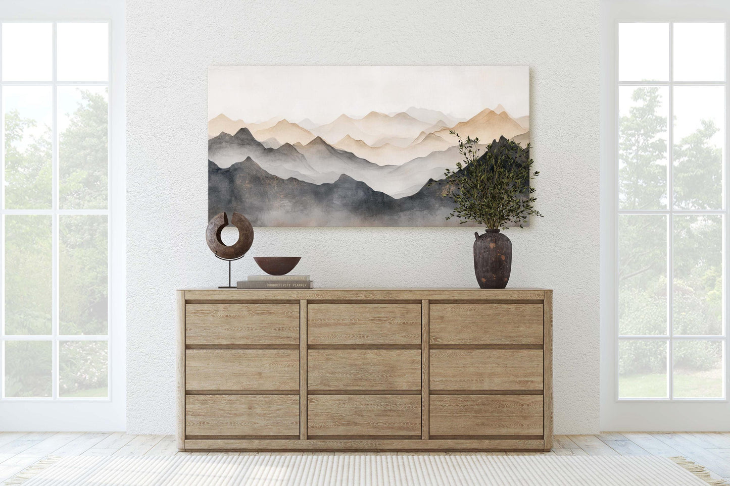Misty Mountains, Foggy Landscape, Abstract Mountains, Contemporary Art