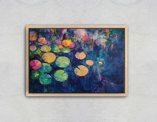Water Lily Painting, Lily Pad Art, Contemporary Pond, Abstract Lily Pad