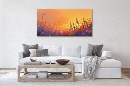 Orange Sunset, Wildflowers Print, Orange Sunrise, Floral Print, Botanical Art
