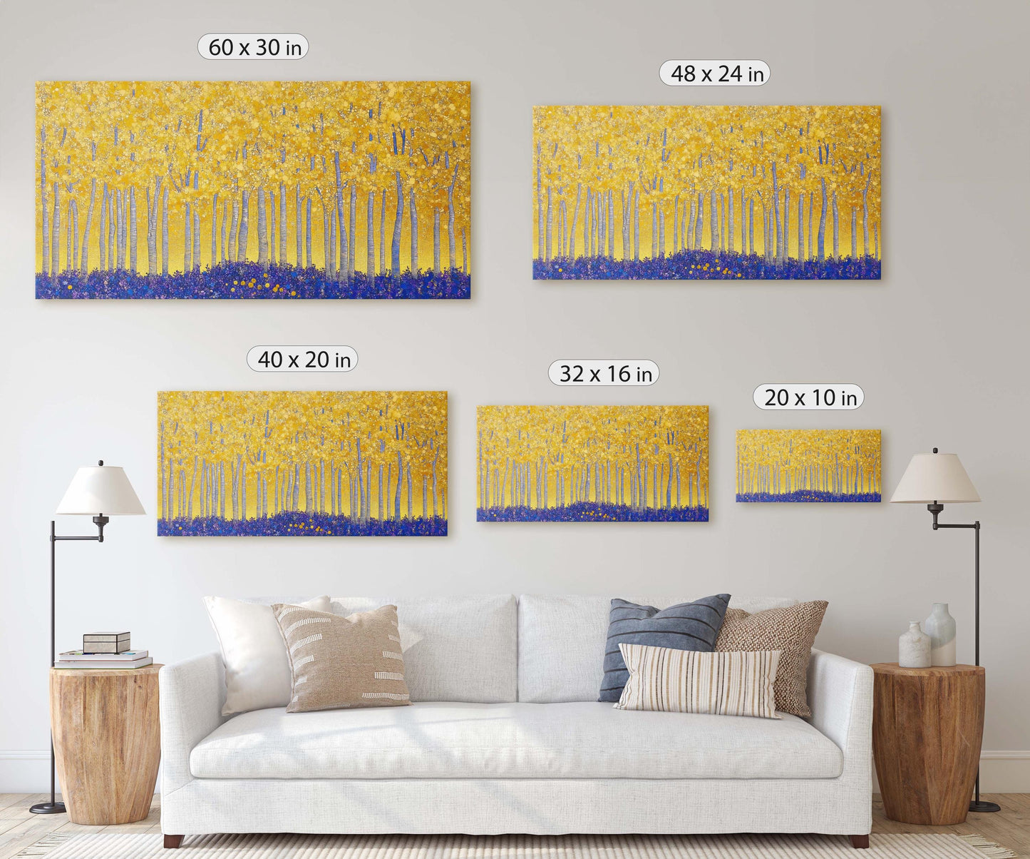 Fall Aspen on Canvas, Autumn Forest, Abstract Art, Contemporary Print