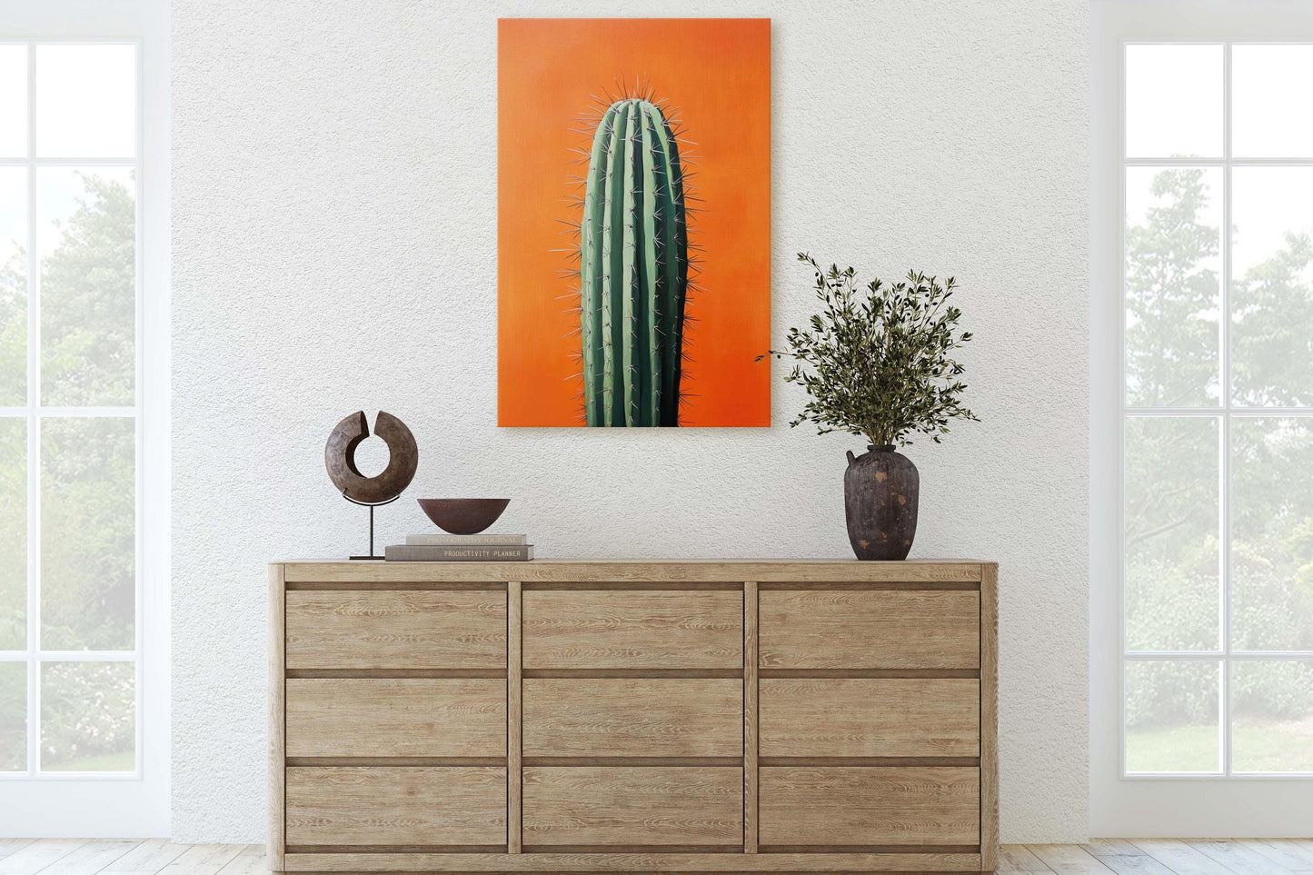 Cactus Art, Lone Cactus, Desert Decor, Southwest Art