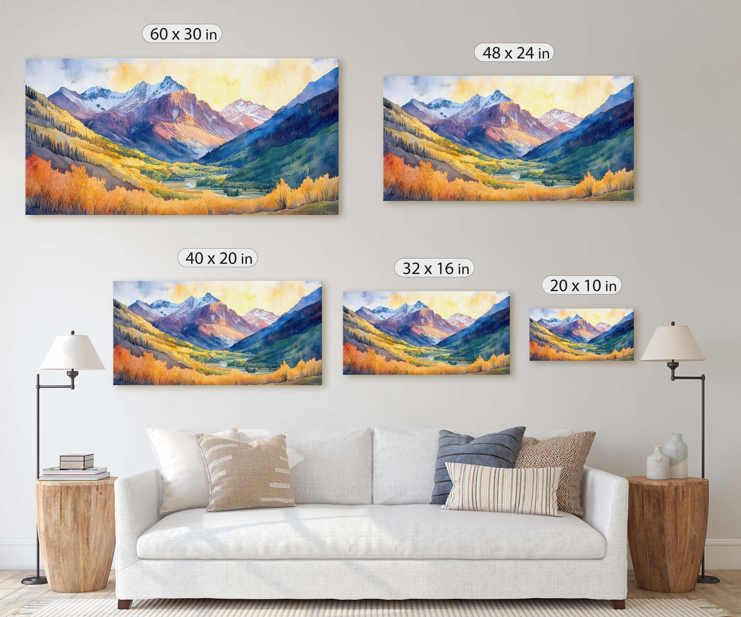 Telluride Colorado, Fall Mountains, Vibrant Landscape, Framed Canvas, Extra Large Print