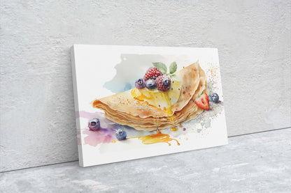 Crepes, French Pastry, Ready To Hang, Large Print, Watercolor Painting, Dining Room, Kitchen Art, Restaurant Art, Bakery, Breakfast Art