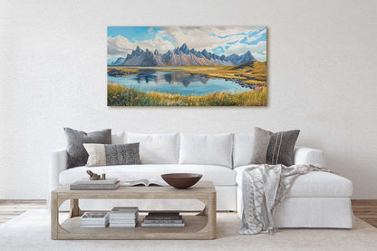 Vestrahorn Painting, Iceland Art,  Jökulsárlón Iceland, Iceland Fjord