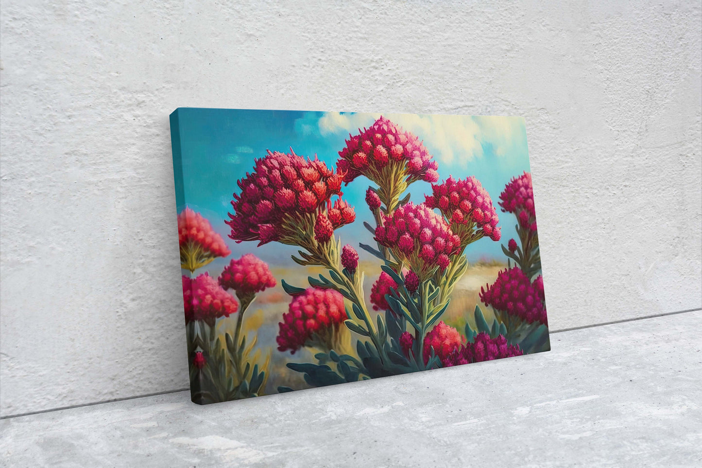 Cockscomb ,Red Wildflowers, Pink Flowers, Celosia Flowers, Ready To Hang, Large Print, Landscape Painting