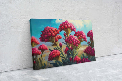 Cockscomb ,Red Wildflowers, Pink Flowers, Celosia Flowers, Ready To Hang, Large Print, Landscape Painting