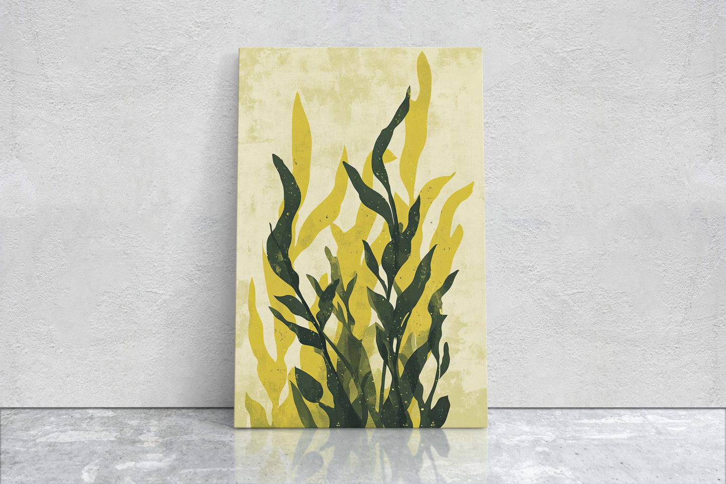 Modern Seaweed Art, Contemporary Plant, Green Botanical