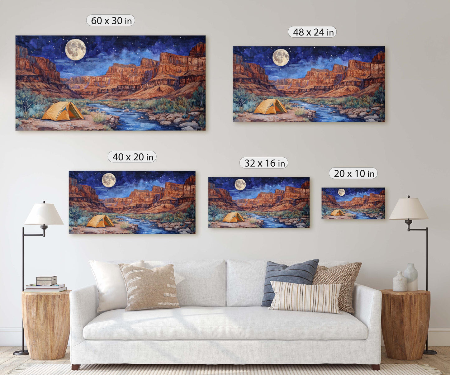 Grand Canyon Canvas, Camping Night, Moon Canyon