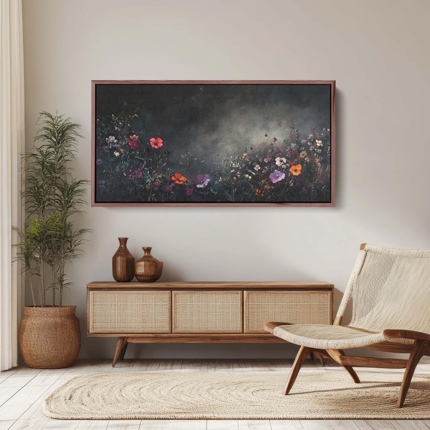 Moody Wildflowers, Flowers At Night, Dark Botanical, Wide Print