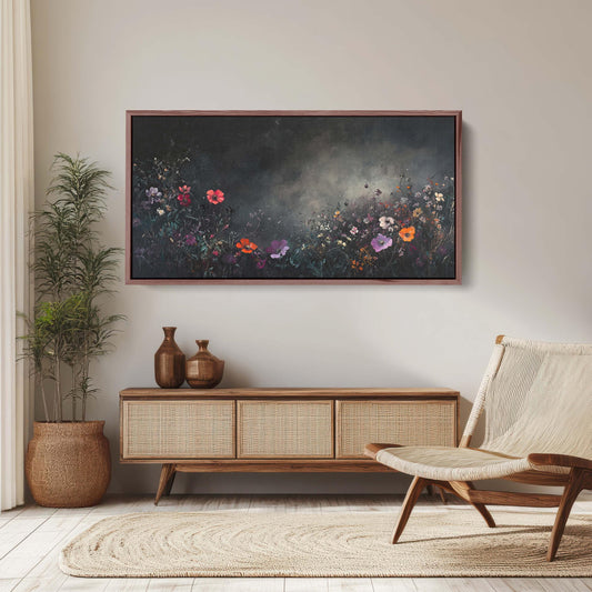 Moody Wildflowers, Flowers At Night, Dark Botanical, Wide Print