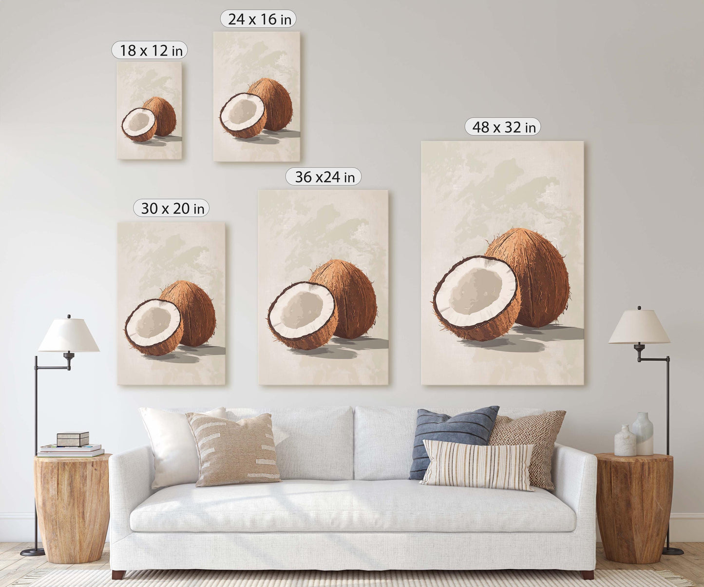 Coconut Print, Coconut Still life, Food Decor, Bahamas Decor, Tiki Decor