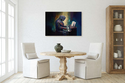 Robot Piano Canvas Art Ready To Hang Large Print, Colorful Robot, Instrument