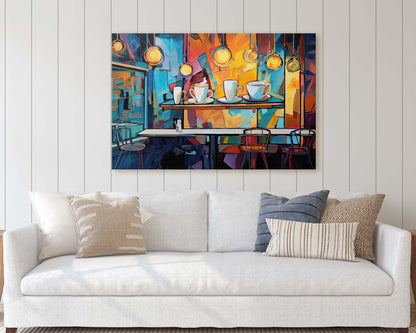 Coffee Shop Art, Coffee Art, Latte Painting, Pop Art, Modern Contemporary, Colorful Vivid, Abstract, Framed Canvas, Large Art print