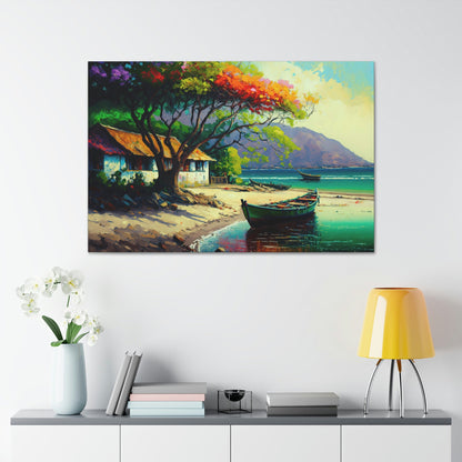 Taboga Island Canvas Art Ready To Hang Large Print, Oil Painting, Panama, Island of Flowers