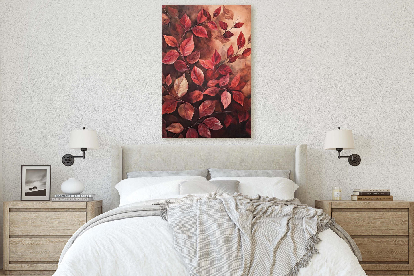 Leaves In Autumn, Red Burgundy Hues, Contemporary Leaves