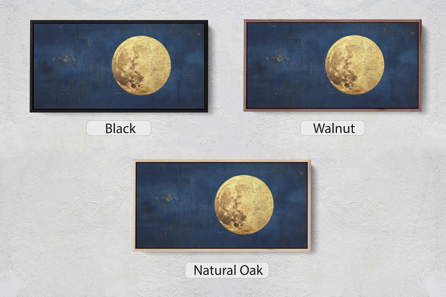 three pictures of the same moon in different frames