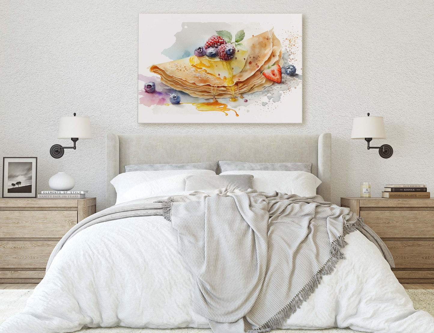 Crepes, French Pastry, Ready To Hang, Large Print, Watercolor Painting, Dining Room, Kitchen Art, Restaurant Art, Bakery, Breakfast Art